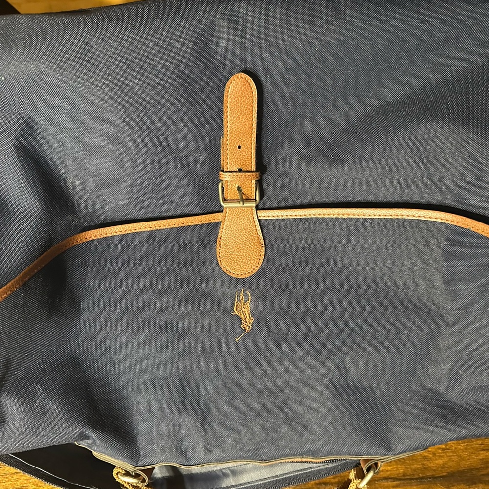 Polo Ralph Lauren Navy Duffel Bag with Tan Trim